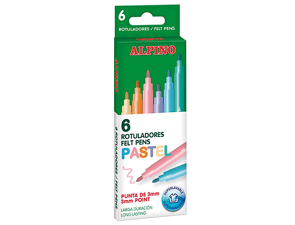 Rotulador alpino standard pastel caja de 6 colores surtidos