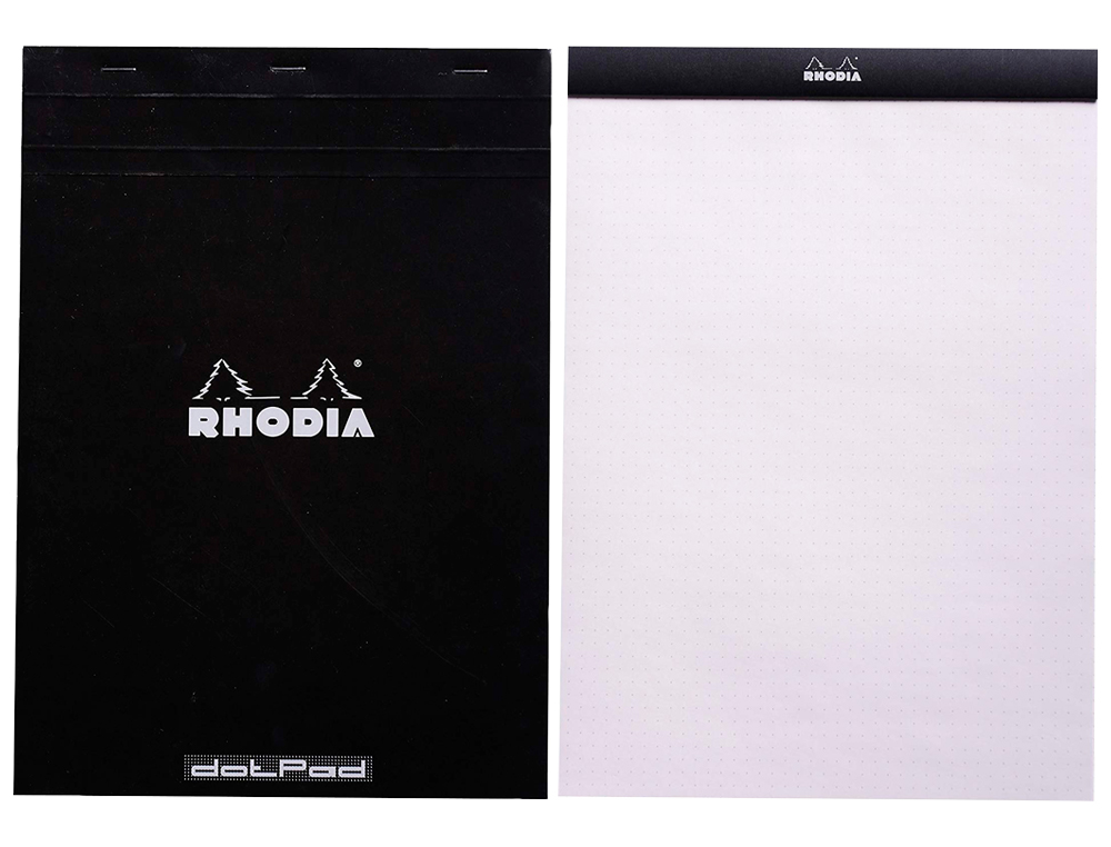 Bloc nota rhodia black dot pad din a4 80 hojas 80 g/m2 liso con puntos negros 5 mm perforado