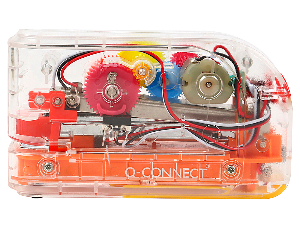 Grapadora electrica q-connect plastico transparente mecanismo de colores capacidad 20 hojas usa grapas