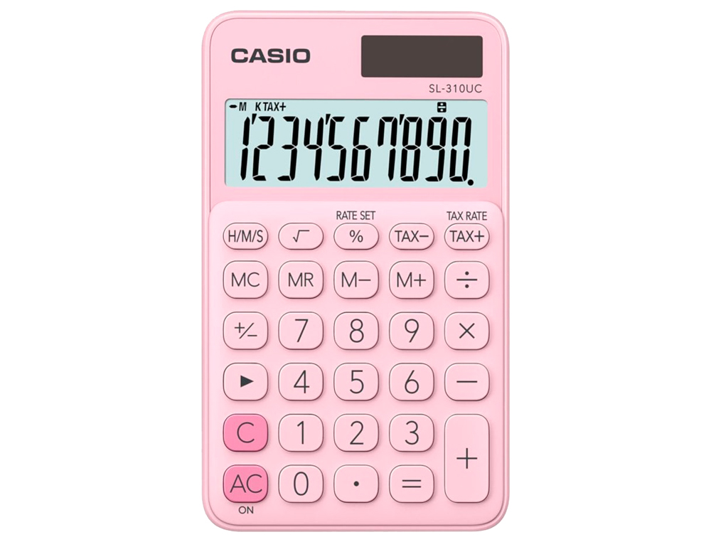 Calculadora casio sl-310uc-pk bolsillo 10 digitos tax +/- tecla doble cero color rosa