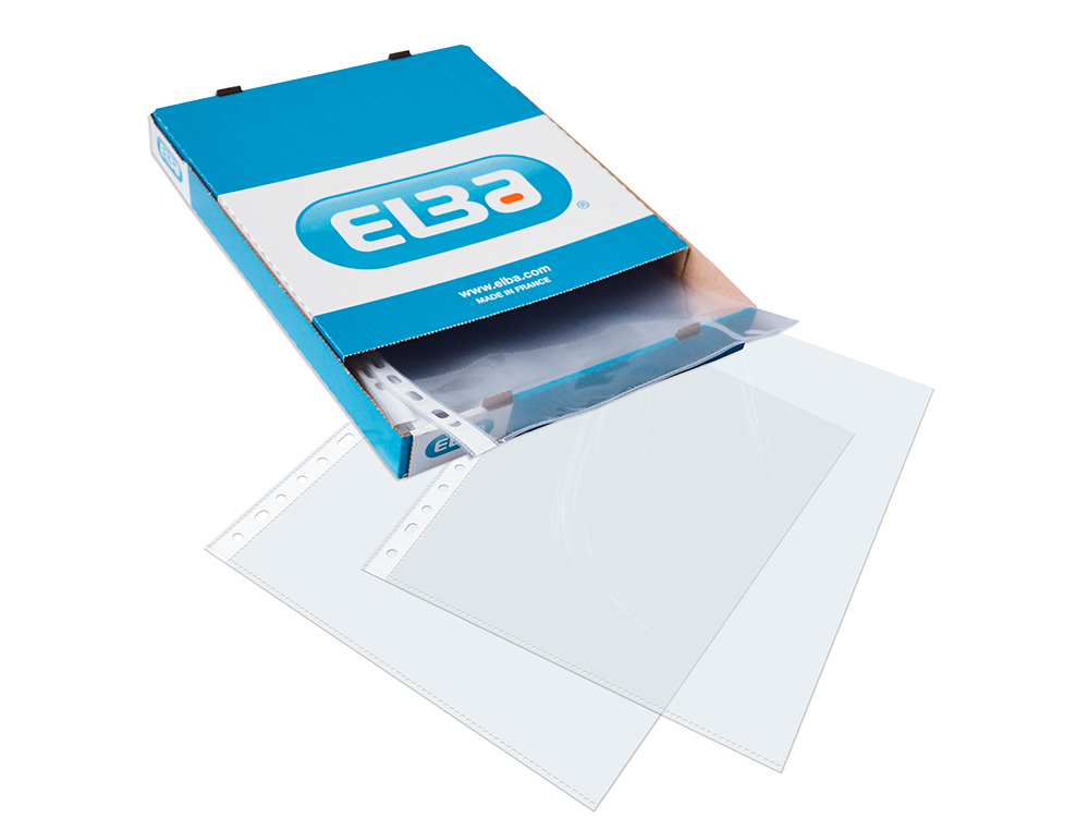 Funda multitaladro elba standard folio 70 micras cristal caja de 100 unidades