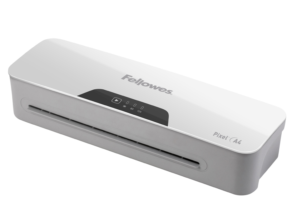 PLASTIFICADORA FELLOWES PIXEL A4 2 RODILLOS SISTEMA ANTIATASCO APAGADO AUTOMATICO HASTA 125 MC