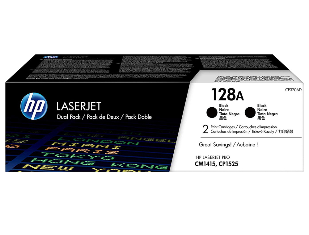 Toner hp laserjet pro 128a cm1415 cp1525 negro pack de 2 unidades 2000 paginas