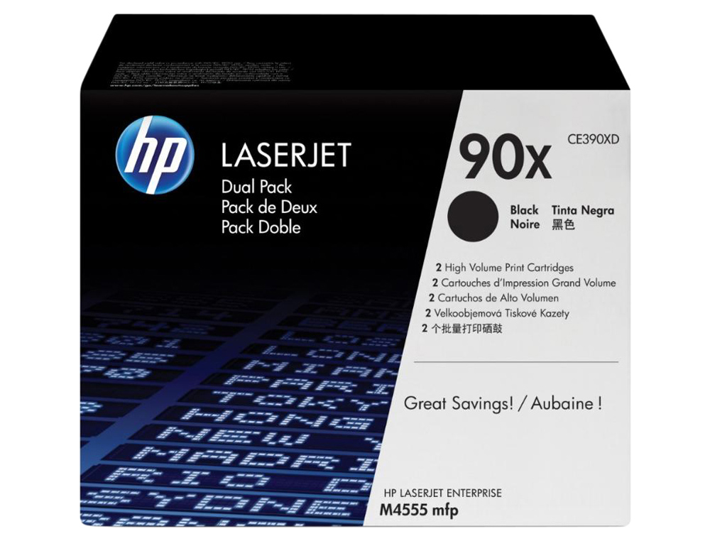 Toner hp laserjet 90x enterprise m4555mfp negro pack de 2 unidades 24000 paginas