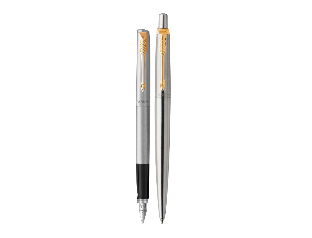 Juego parker duo jotter acero gt boligrafo + pluma