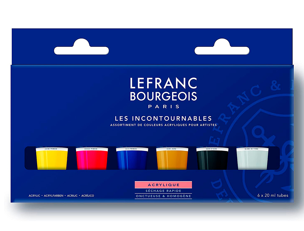 Pintura acrilica l&b fine set los imprescindibles caja de 6 colores surtidos tubo de 20 ml