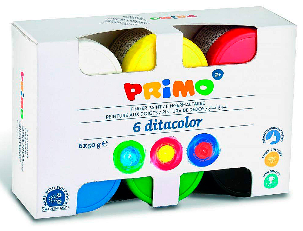 Pintura de dedos primo 50 g caja de 6 unidades colores surtidos