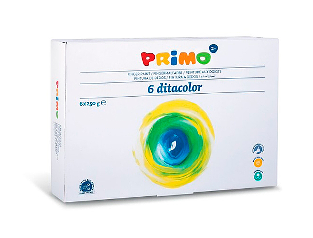 Pintura de dedos primo 250 g caja de 6 unidades colores surtidos