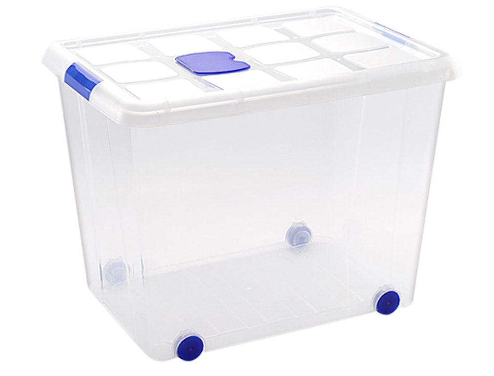 CONTENEDOR PLASTICO PLASTICFORTE 86 LITROS N 8 TRANSPARENTE CON TAPA 470X620X450 MM