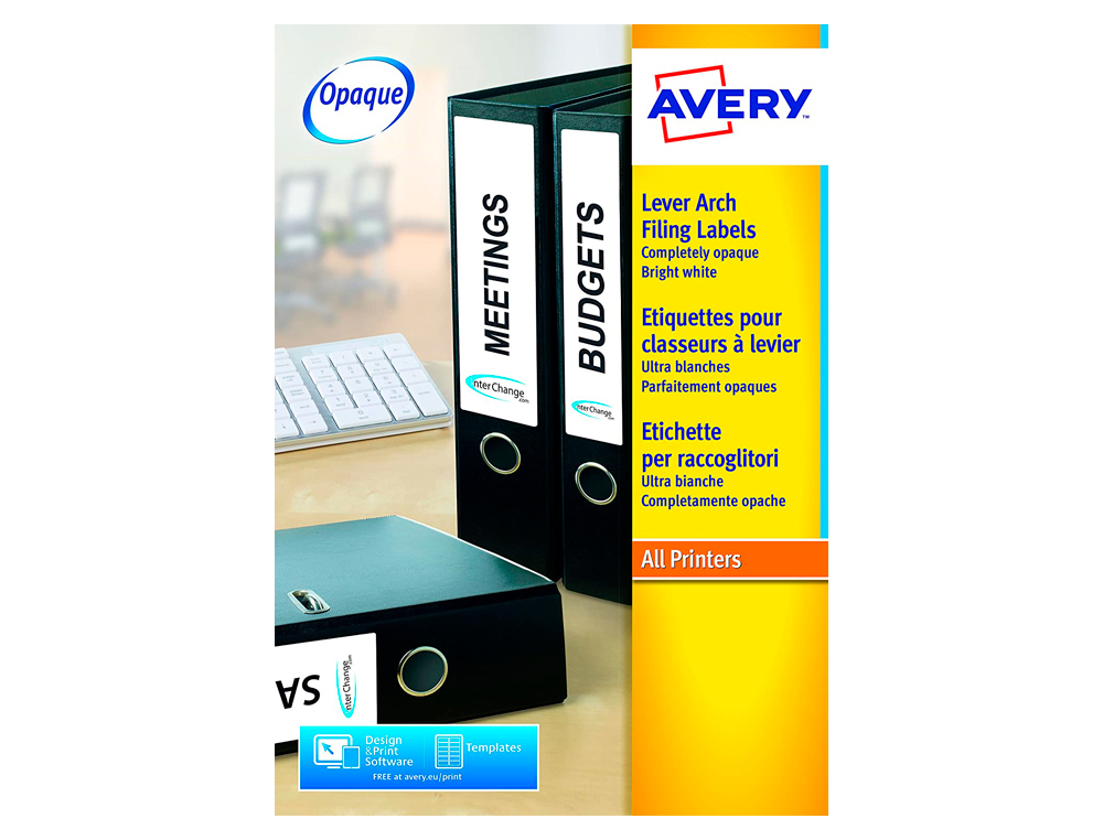 ETIQUETA ADHESIVA AVERY PERMANENTE BLANCA 38X192 MM PARA LOMO ARCHIVADOR LASER CAJA DE 175 UNIDADES