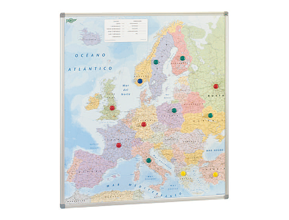 Mapa mural faibo europa politico magnetico marco de aluminio con cantoneras de proteccion 113x101 cm