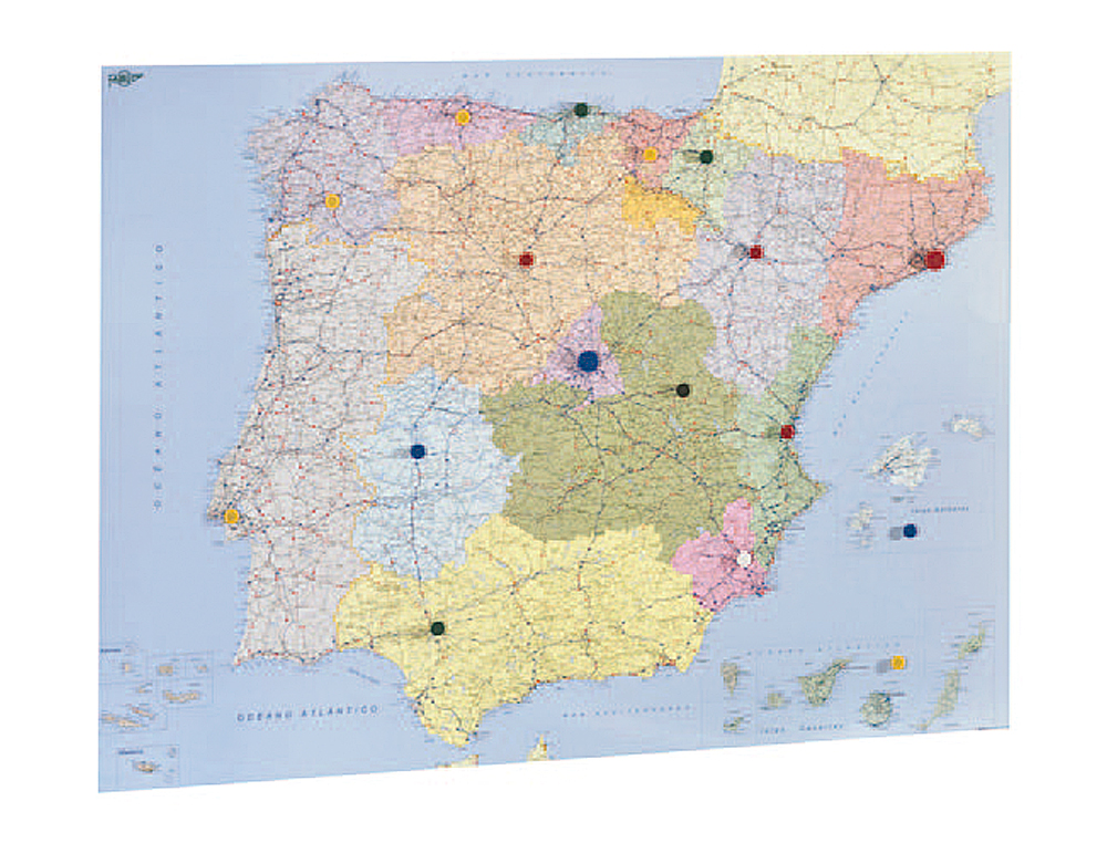 Mapa mural faibo españa y portugal autonomico plastificado enrollado 98x134 cm