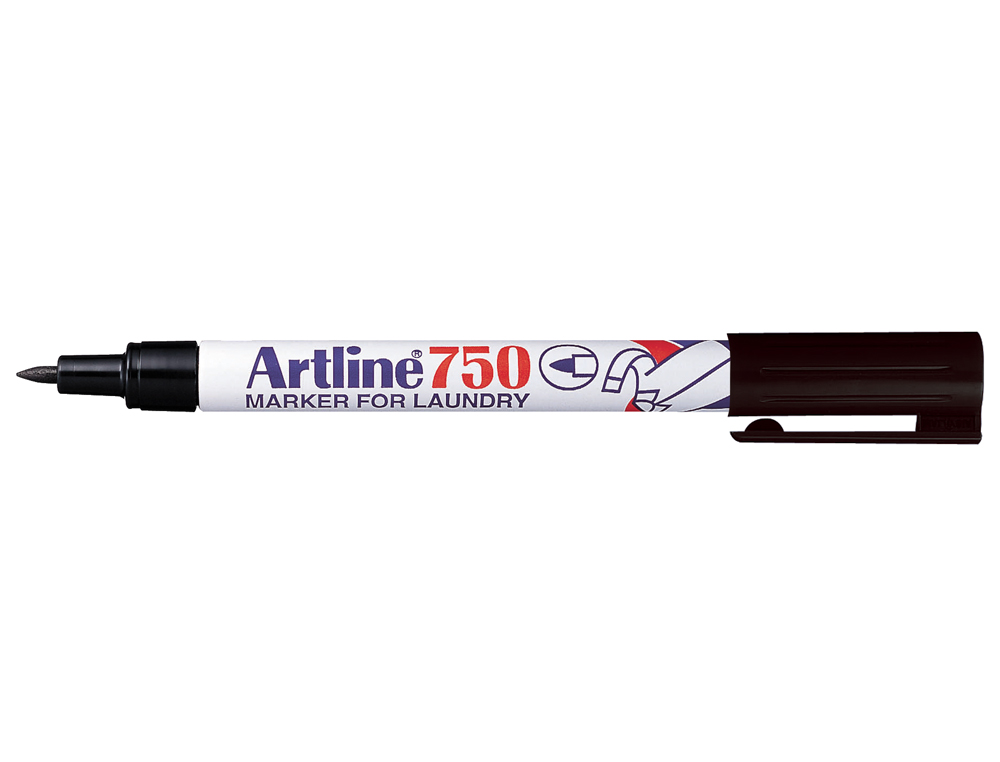 Rotulador artline marcador permanente ek-750 para ropa punta redonda 0,7 mm negro presentado en expositor