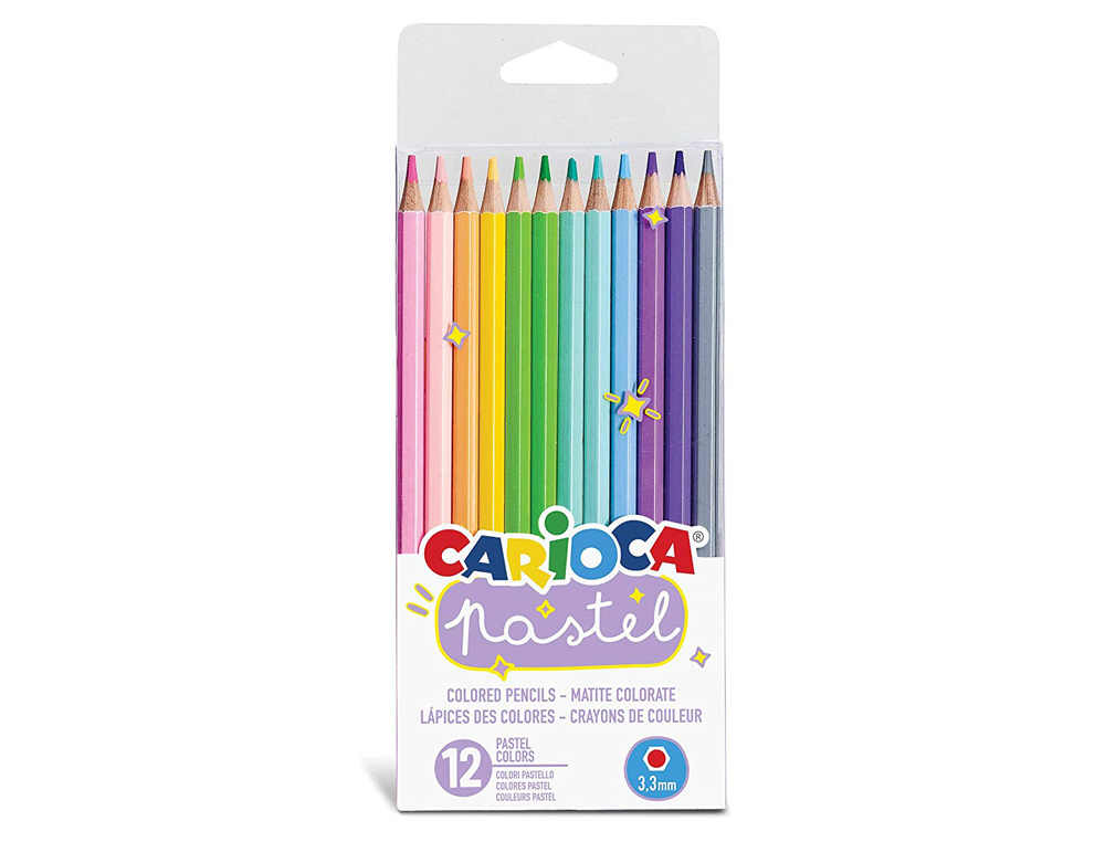 Lapices de colores carioca pastel blister de 12 colores surtidos