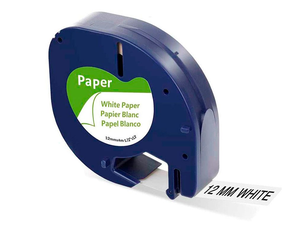 Cinta q-connect papel 12mm x 4mt negro-blanco para letratag