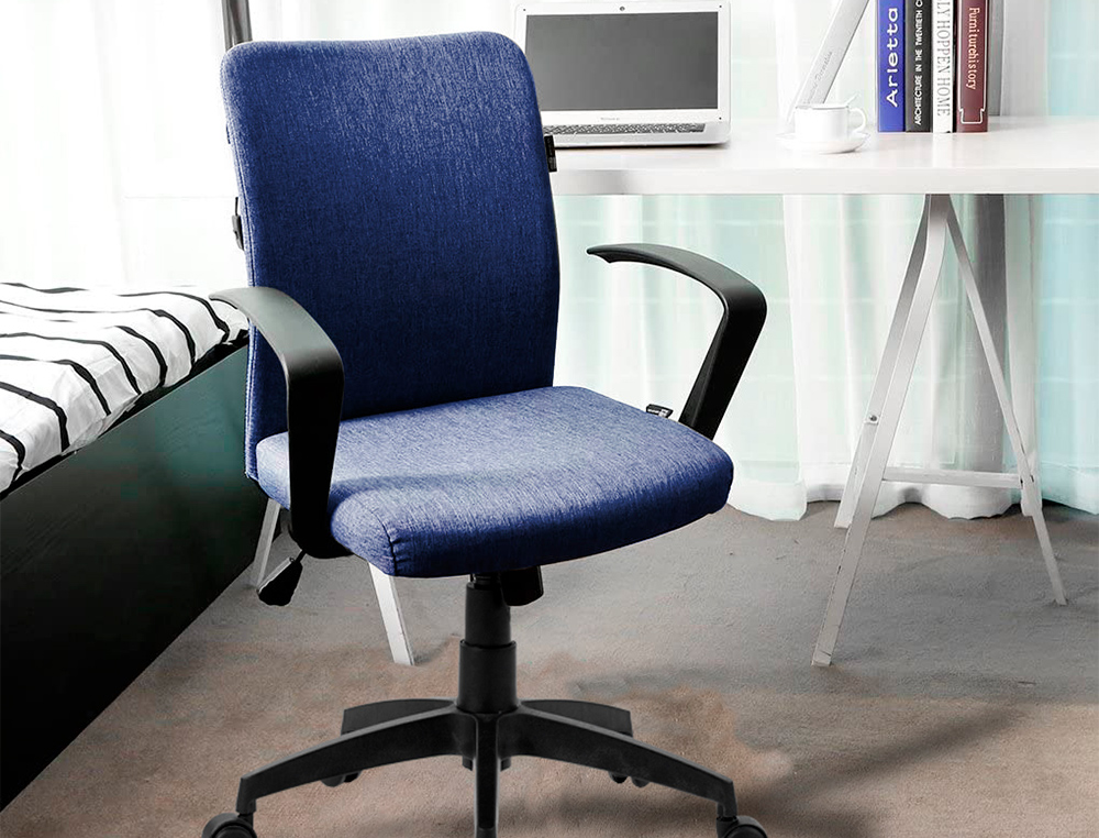 SILLA GIRATORIA Q-CONNECT BASE NYLON REGULABLE EN ALTURA 895+110MM ALTO 580MM ANCHO 550MM PROFUNDIDAD AZUL