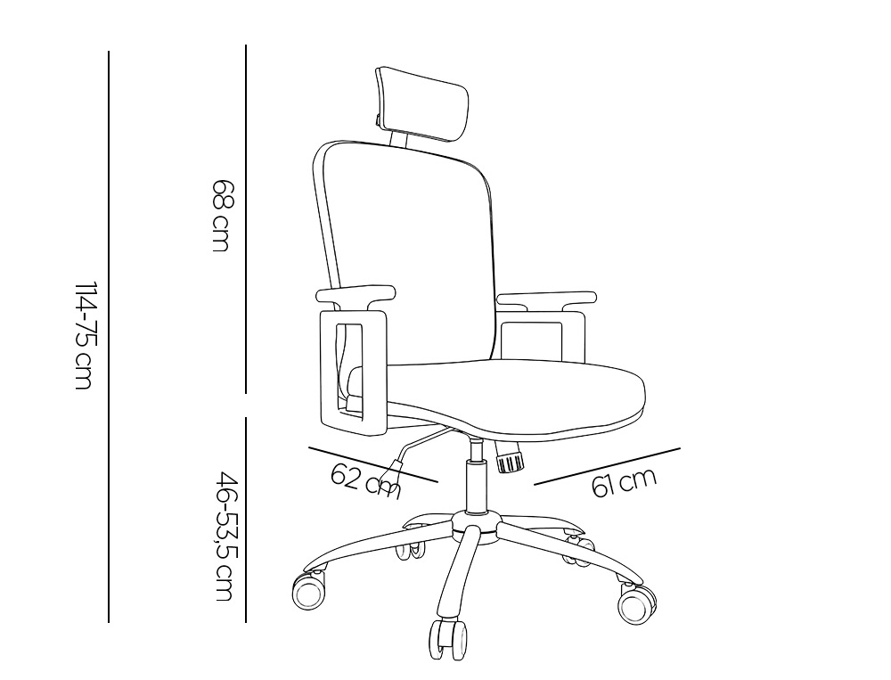 CADEIRA DE DIRECAO Q-CONNECT ERGONOMICA BASE METAL ENCOSTO ALTO COM APOIO DE CABECA AJUSTAVEL REGULAVEL EM ALTURA 1140+7