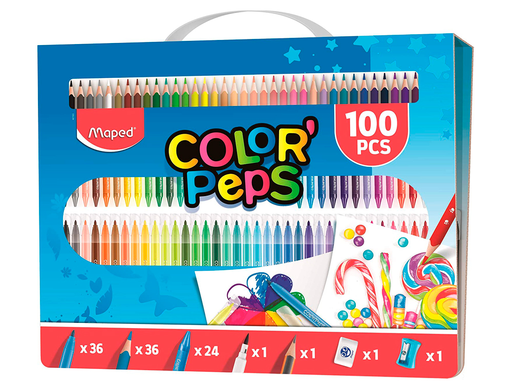 Estuche pintura maped color peps kit 100 piezas surtidas