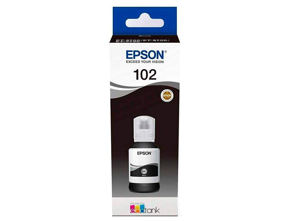 Tinta epson ecotank 102 et-2700 / 2750 / 3700 / 3750 / 4750 bote de 127 ml negro 7.500 pag