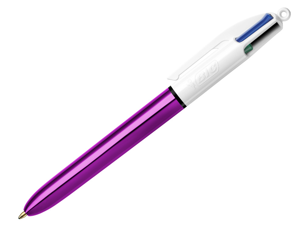 Boligrafo bic cuatro colores shine morado punta de 1 mm