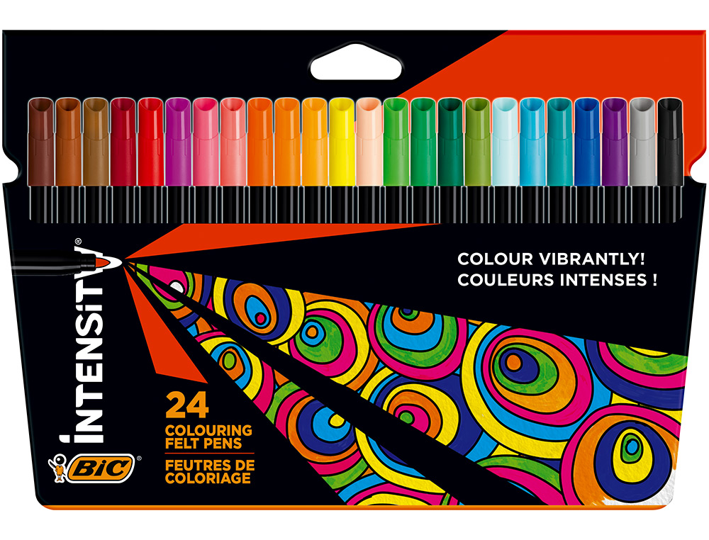 Rotulador bic intensity estuche de 24 colores surtidos