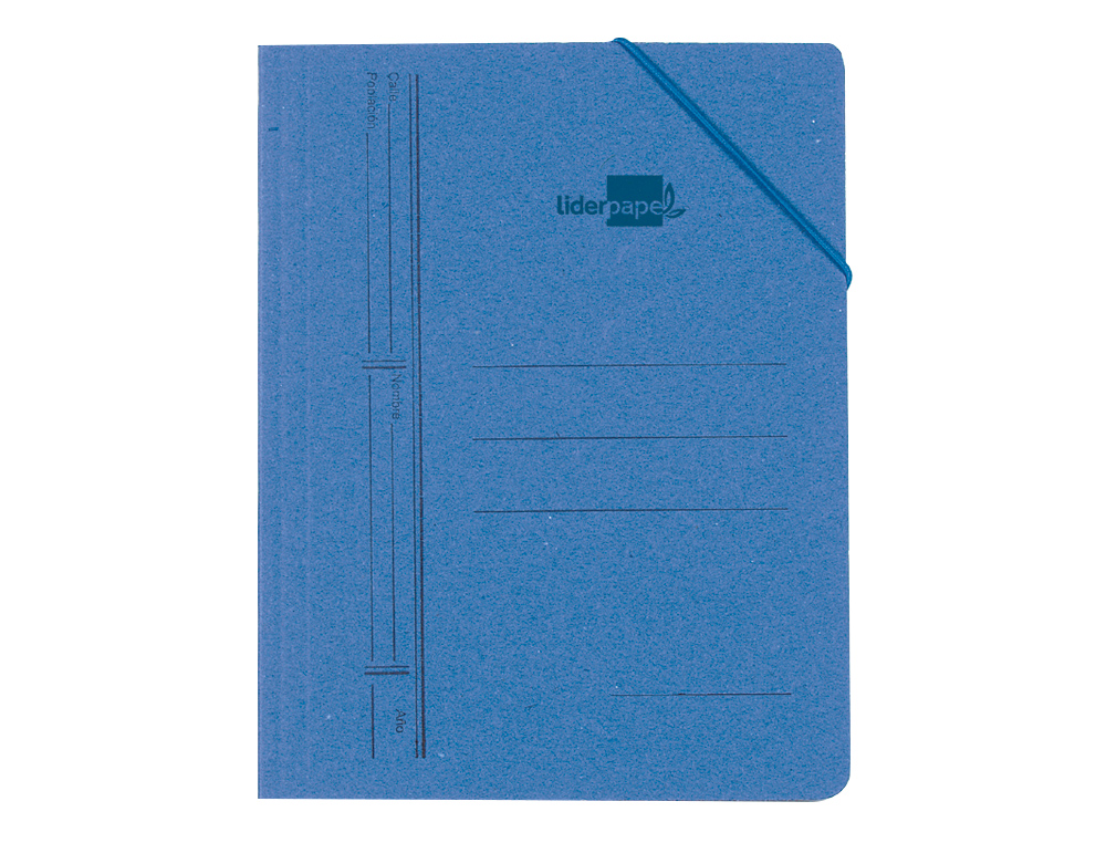 Carpeta liderpapel gomas folio bolsa carton pintado azul