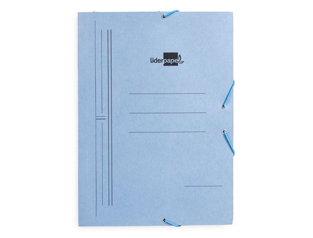 Carpeta liderpapel gomas folio 3 solapas carton pintado azul