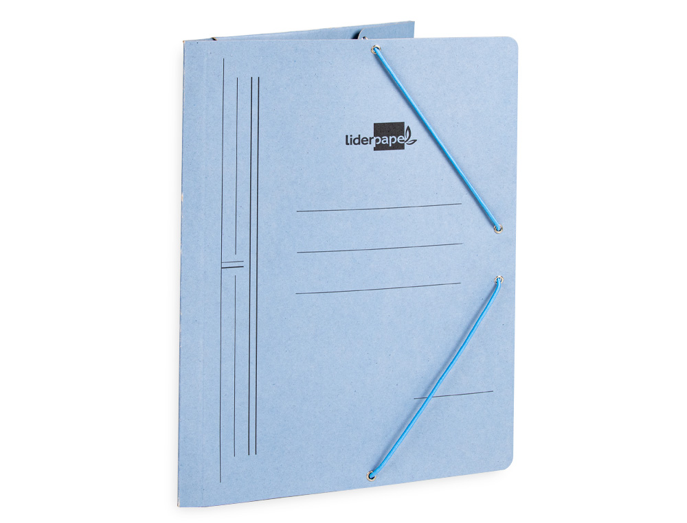 CARPETA LIDERPAPEL GOMAS FOLIO 3 SOLAPAS CARTON PINTADO AZUL