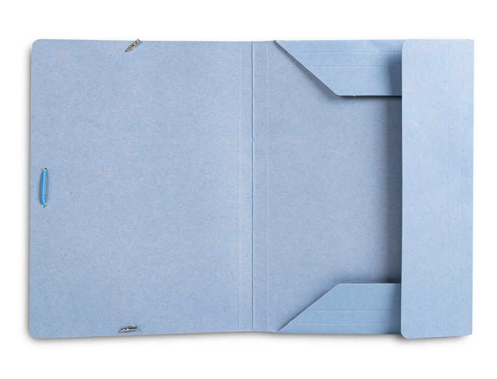 CARPETA LIDERPAPEL GOMAS FOLIO 3 SOLAPAS CARTON PINTADO AZUL