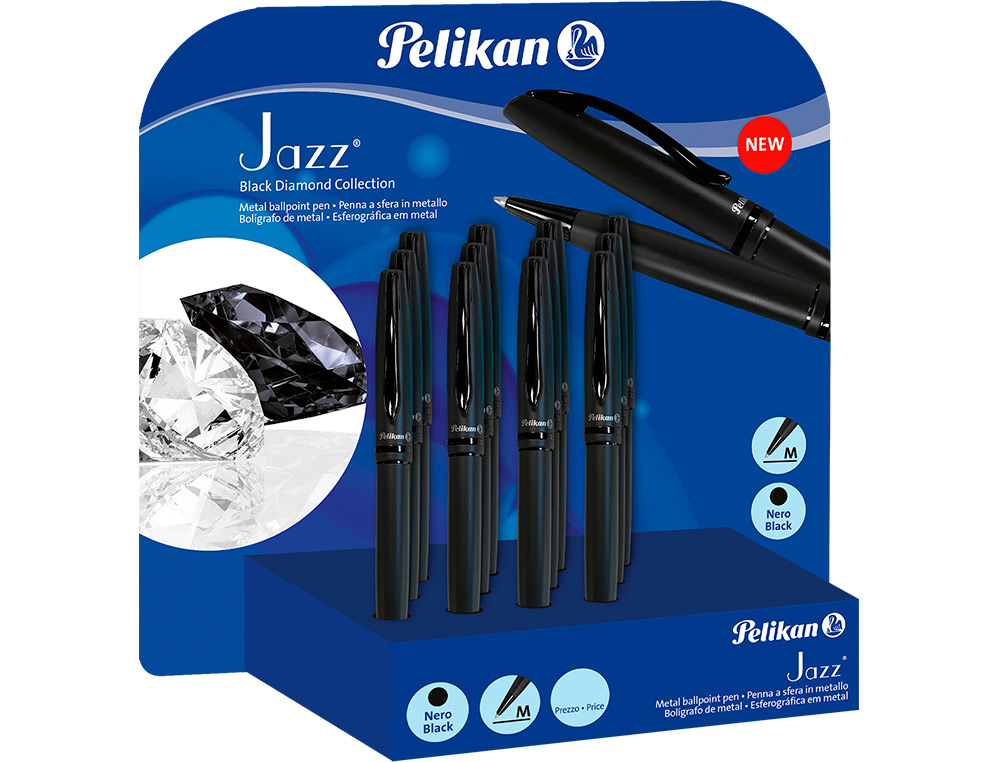 Boligrafo pelikan jazz black diamond expositor de 12 unidades