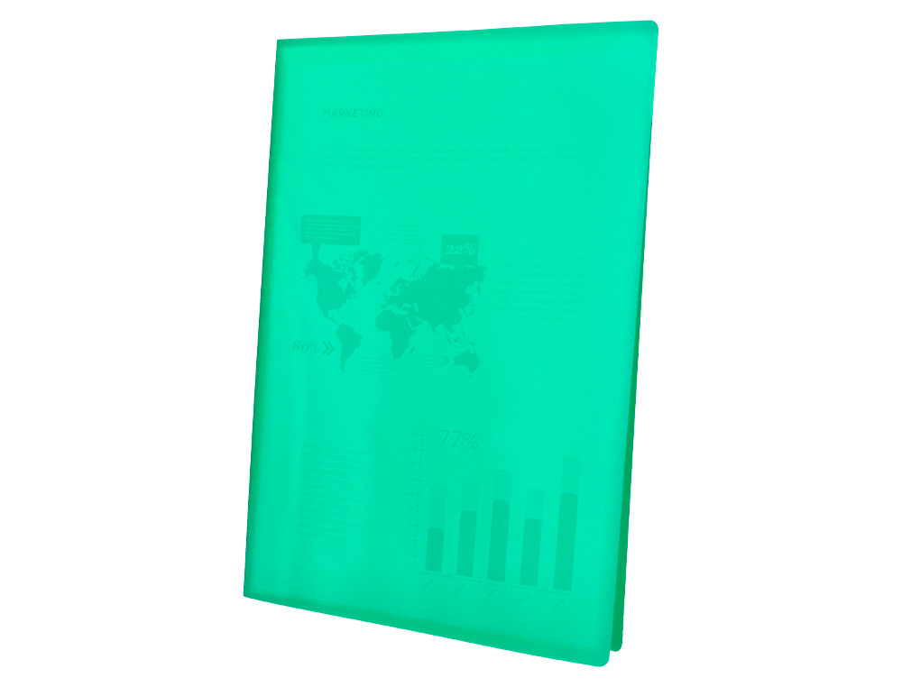 CARPETA LIDERPAPEL ESCAPARATE 80 FUNDAS POLIPROPILENO DIN A4 VERDE TRANSLUCIDO