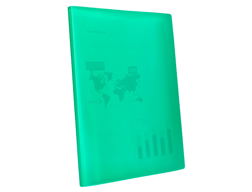 CARPETA LIDERPAPEL ESCAPARATE 80 FUNDAS POLIPROPILENO DIN A4 VERDE TRANSLUCIDO