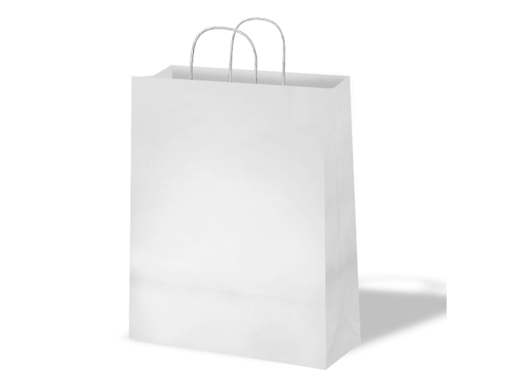 Bolsa kraft basika celulosa blanco 90 gr asa retorcida tamaño /'s/' 240x100x320 mm