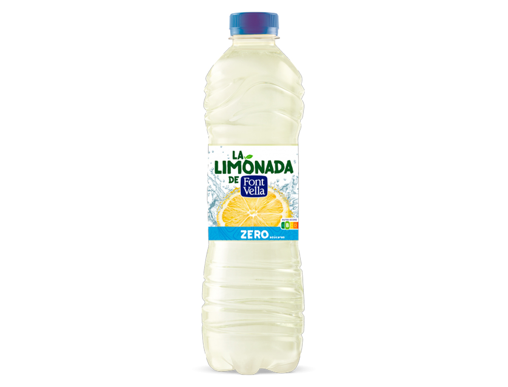 Agua mineral natural font vella lim0nada zero con zumo de limon botella 1,25 l