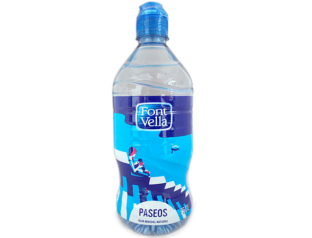 Agua mineral natural font vella botella de 750 ml