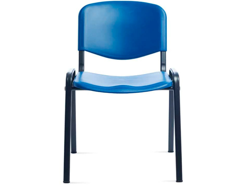 Silla rocada confidente estructura metalica respaldo y asiento en polimero color azul