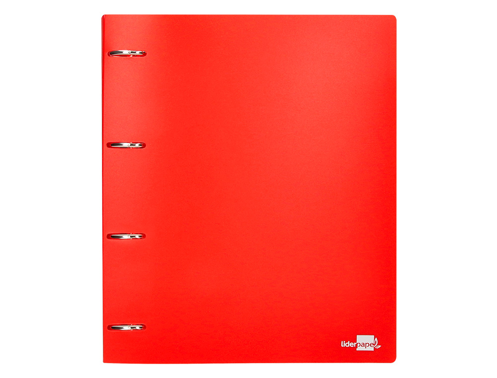 Carpeta liderpapel 4 anillas mixtas 40 mm polipropileno din a4 rojo translucido