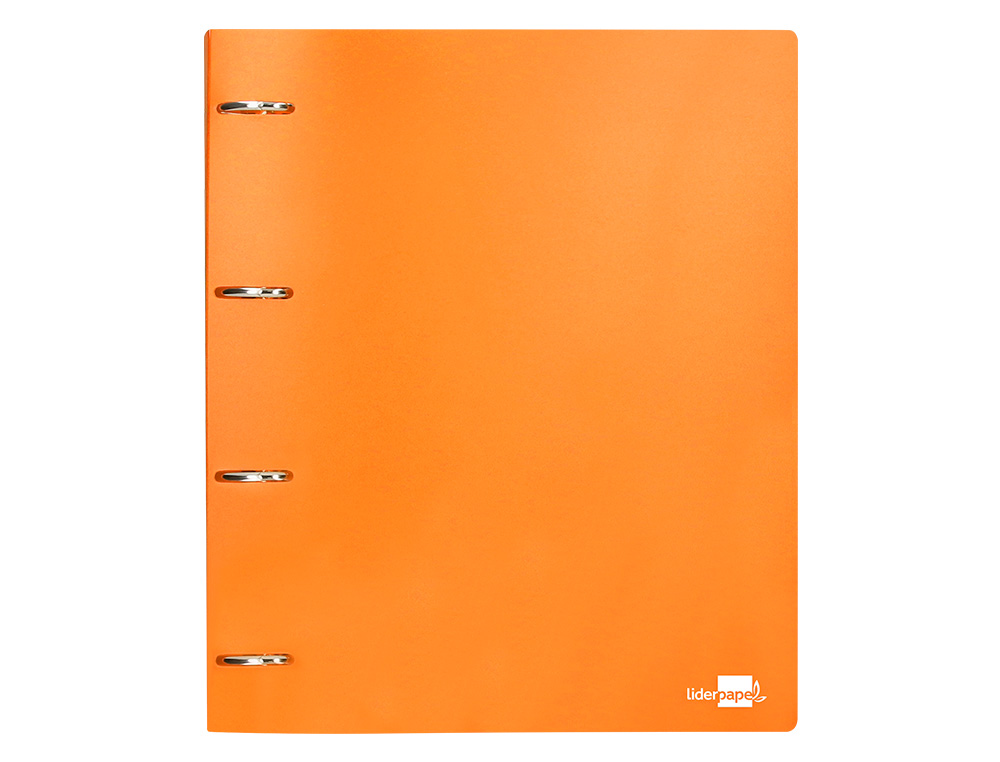 Carpeta liderpapel 4 anillas mixtas 40 mm polipropileno din a4 naranja fluor opaco