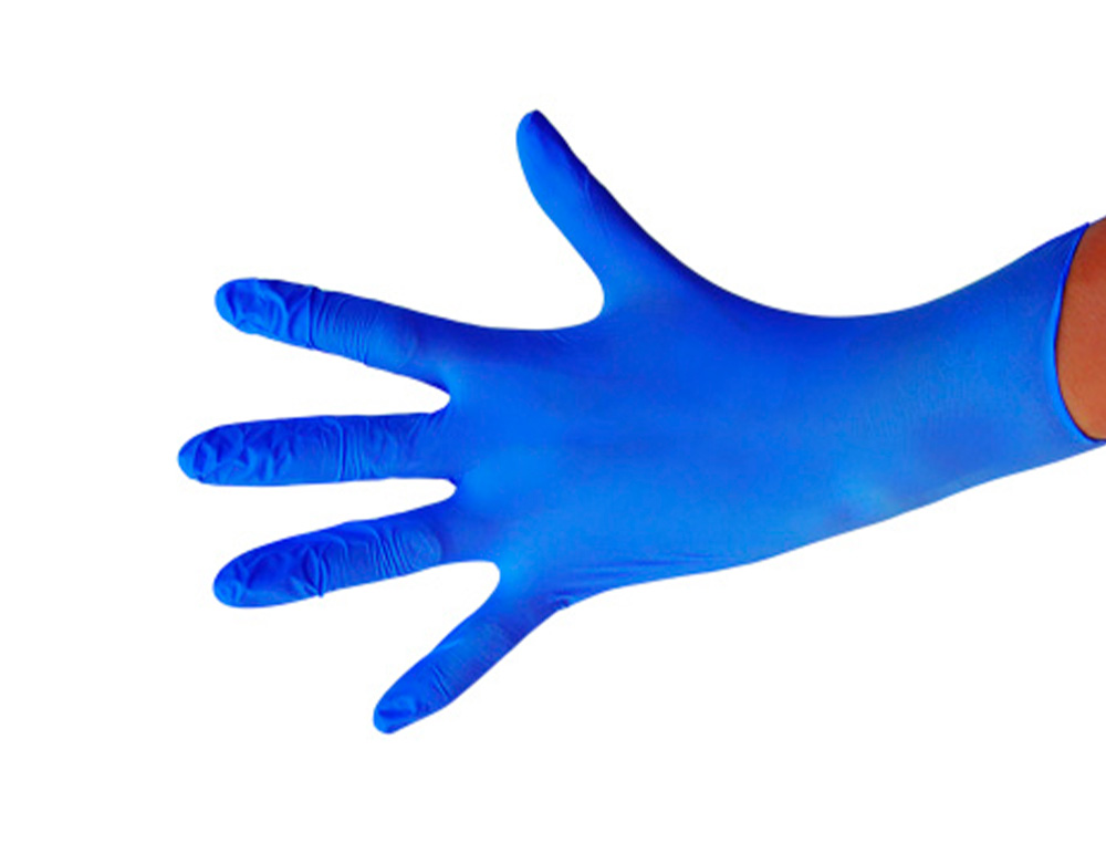 GUANTES DE NITRILO DESECHABLE SENSITIVE SIN POLVO TALLA L GRANDE COLOR AZUL CAJA DE 100 UNIDADES