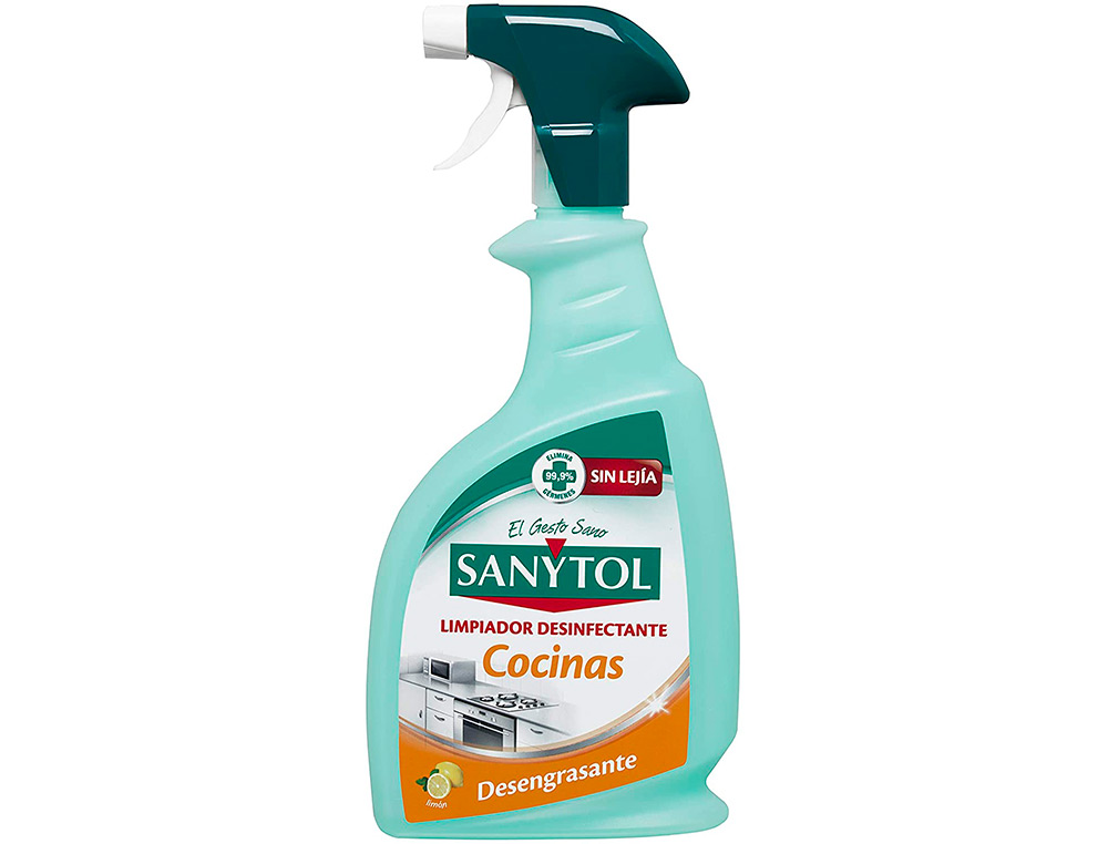 Limpiador desinfectante sanytol para cocinas con pistola pulverizadora bote de 750 ml