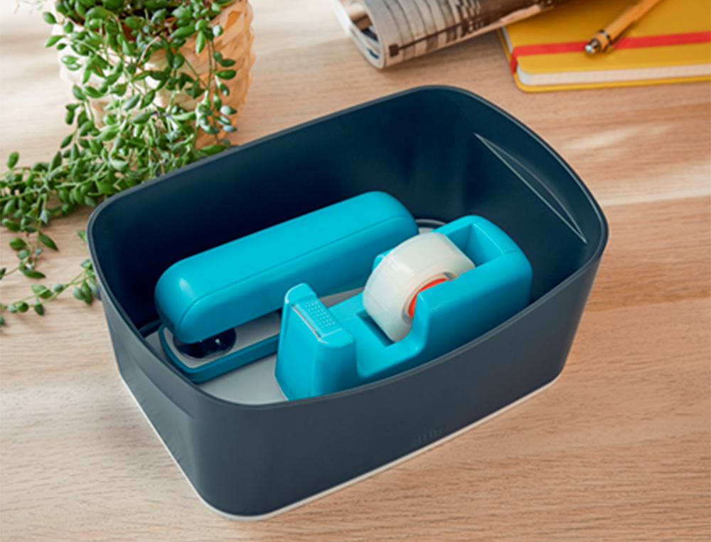 PORTARROLLO SOBREMESA LEITZ COSY PLASTICO PARA CINTAS 33 MT COLOR AZUL