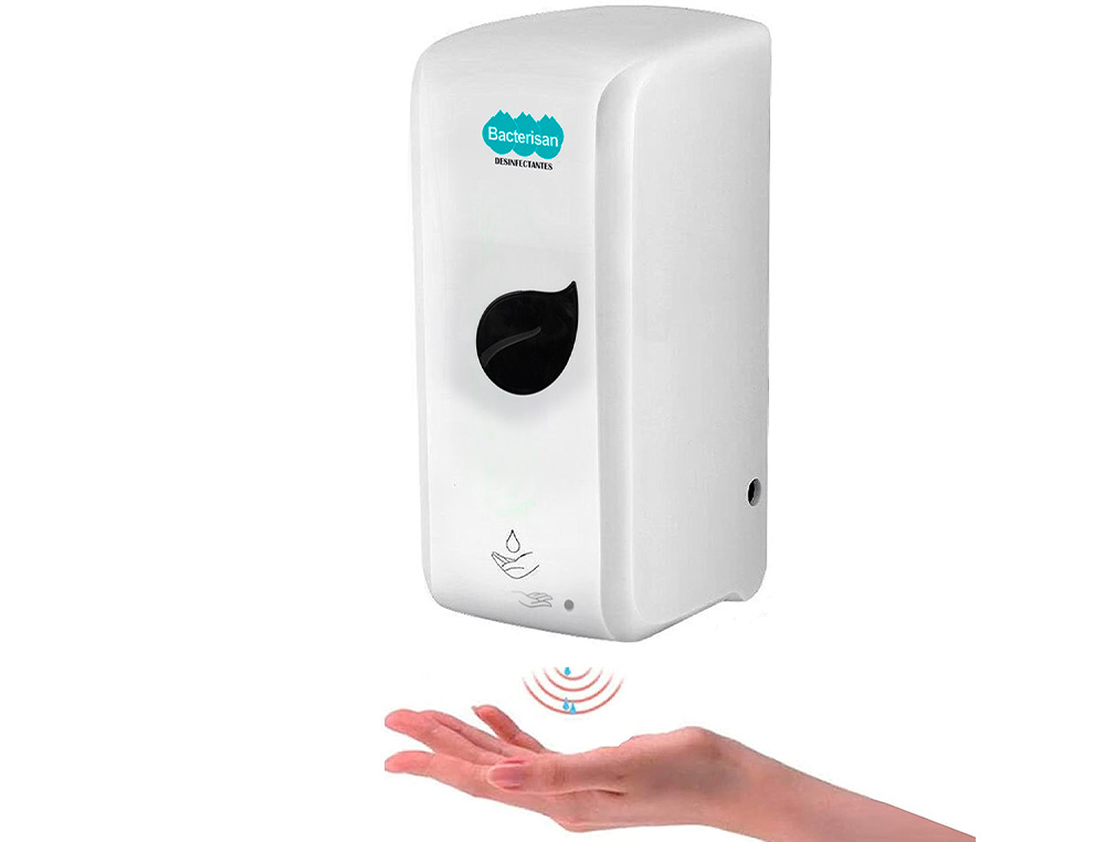 DISPENSADOR PARA GEL Y JABON BACTERISAN PARA PARED AUTOMATICO 800 ML BLANCO 125X140X270 MM