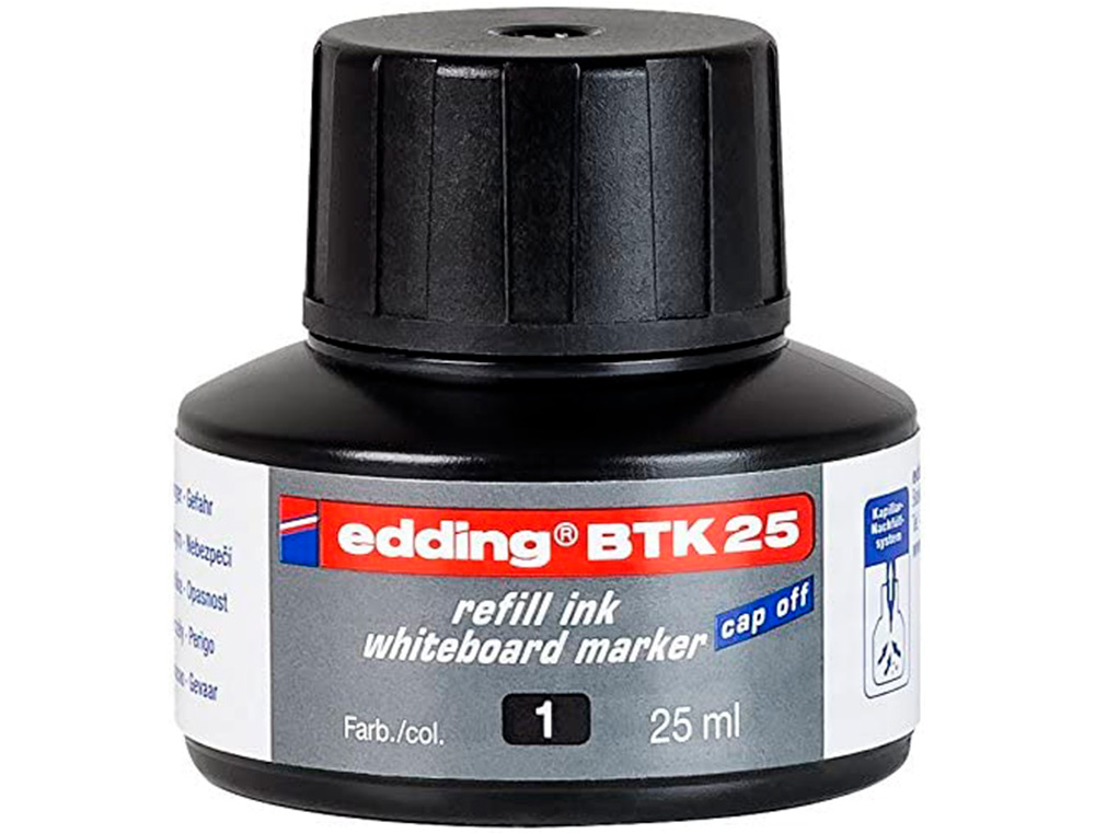 Tinta rotulador edding pizarra blanca btk-25 color negro bote 25 ml