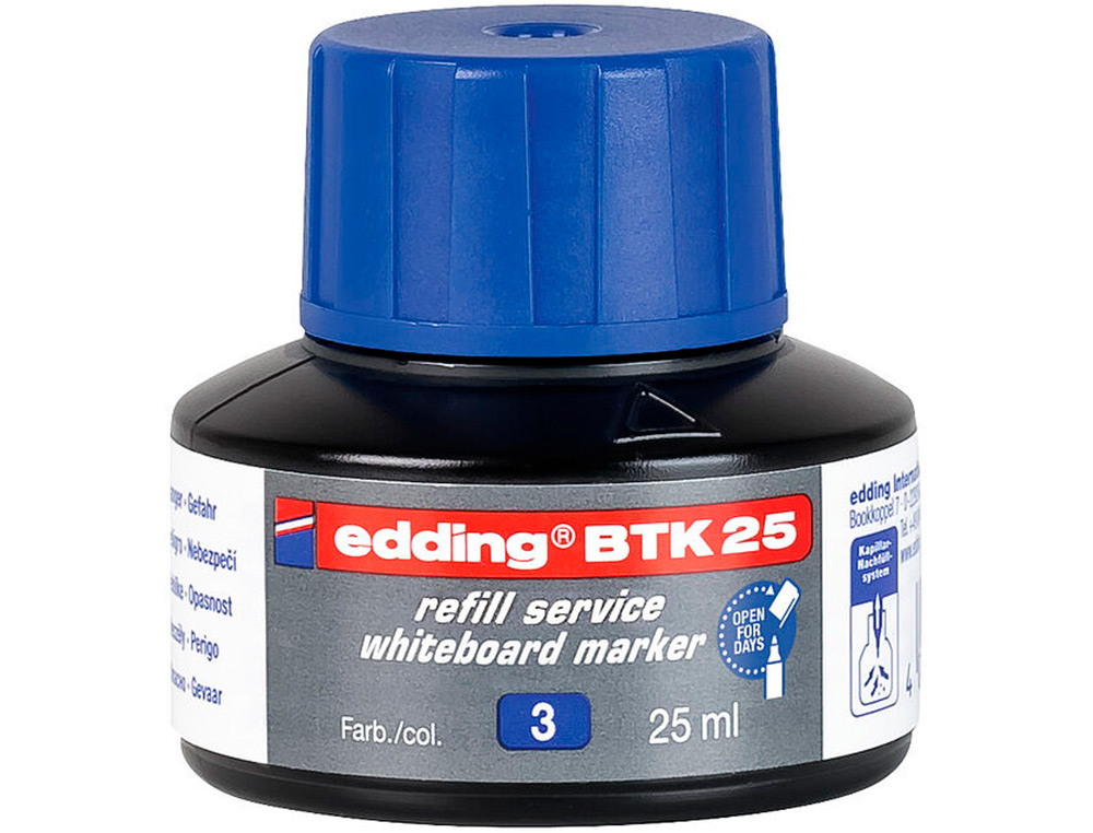 Tinta rotulador edding pizarra blanca btk-25 color azul bote 25 ml