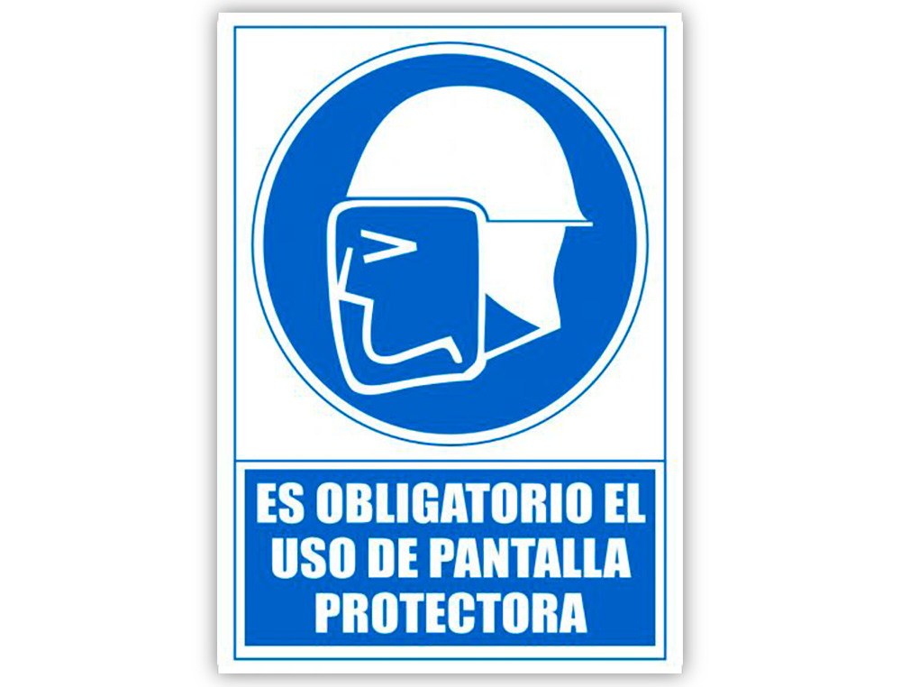 Pictograma archivo 2000 obligatorio uso de pantalla protectora pvc color azul 210x297 mm