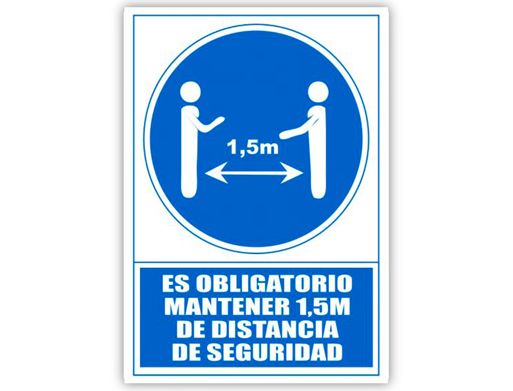 Pictograma archivo 2000 obligatorio mantener 1,5 m de distancia de seguridad pvc color azul 210x297 mm