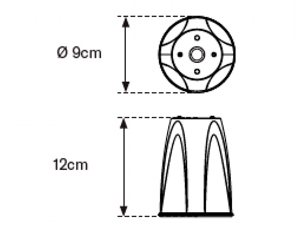 Adaptador para cono faru rojo alto 120 mm diametro 90 mm