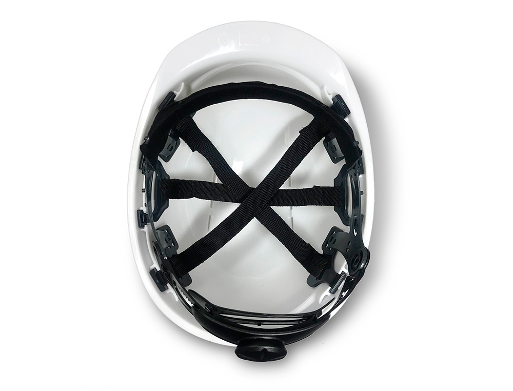 Casco faru polietileno ventilado 6 puntos fijacion ajuste ruleta color blanco