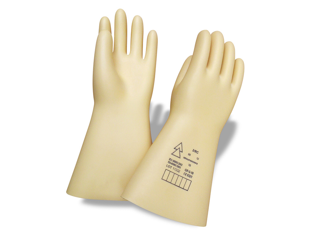 Guantes faru latex aislante proteccion electrica hasta 500 voltios clase 00 talla 9 color beige