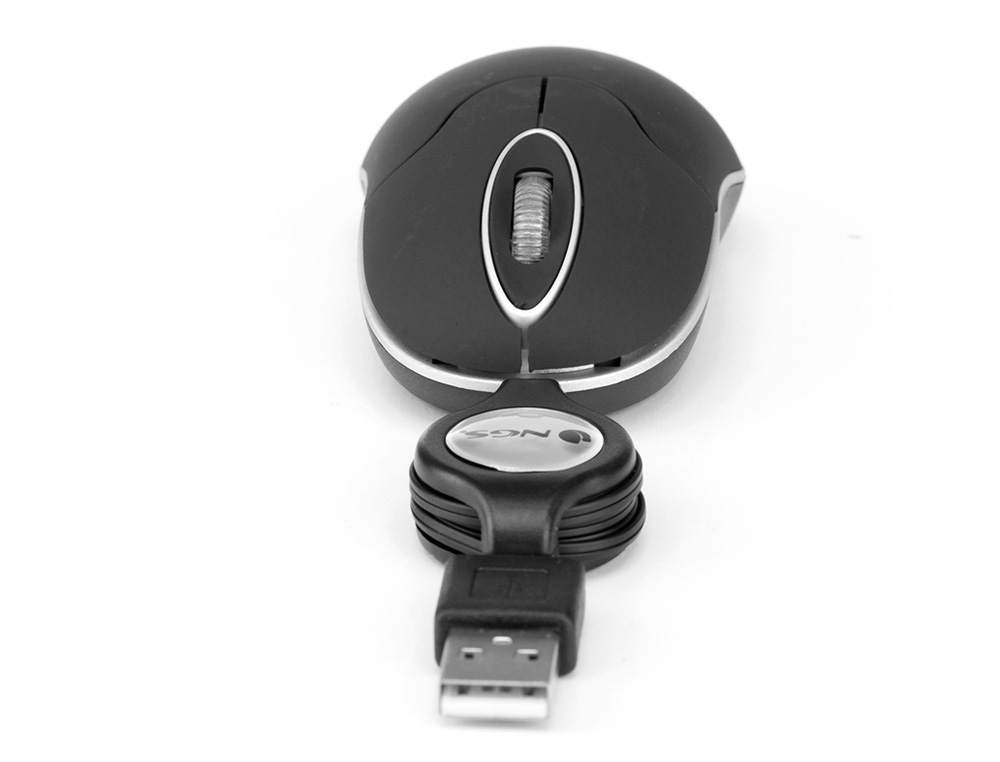 RATON NGS WIRED SIN 1000 DPI RETRACTIL 3 BOTONES USB COLOR NEGRO